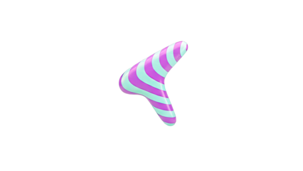 Striped Boomerang Toy on White Background
