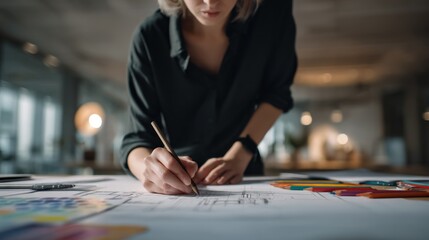 Woman sketching designs