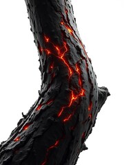 Microscopic bark fissures morph into intricate, glowing neural pathways against a pure white void,  cerebral patterns,  organic circuits