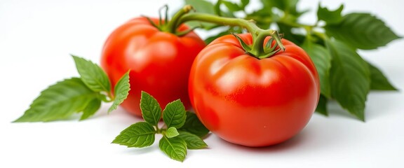Ripe red tomato on white background, studio shot juicy fruit,  healthy,  vegetable