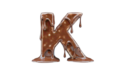 Chocolate letter K dripping with melted chocolate