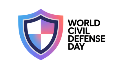 World Civil Defense Day Shield Logo Vector Illustration Protecting Communities Safety Security Awareness Campaigns