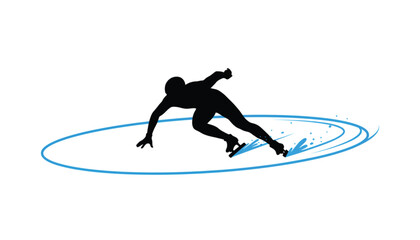 Speed Skater Gliding on Ice Rink Silhouette © Asad