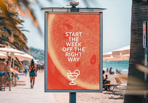 Beachside Motivational Poster Mockup PSD