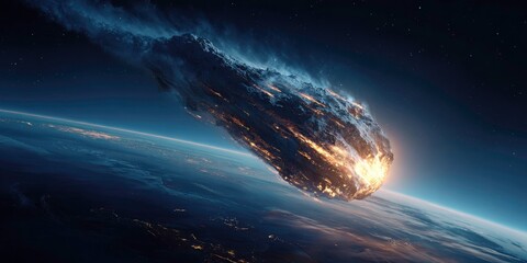 Meteorite Approaching Earth, Space Exploration, Universe, Cosmic Impact