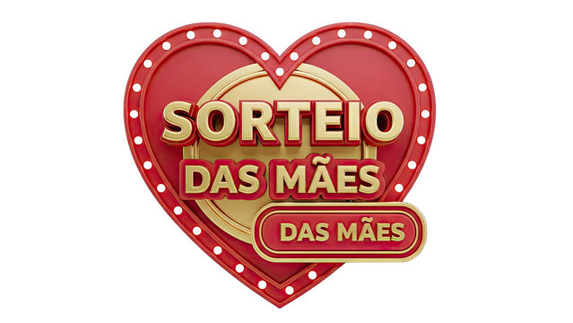 Mother's Day Raffle Heart with Gold and Red 3D Text