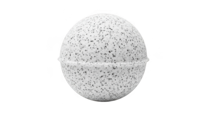 White bath bomb with speckles isolated on transparent background