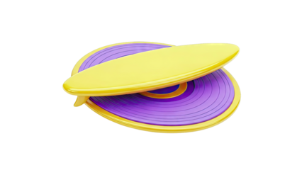 Yellow Surfboard on Purple and Yellow Concentric Circles