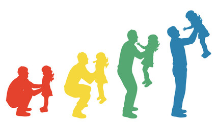 Vibrant family moments in colorful gradient silhouettes