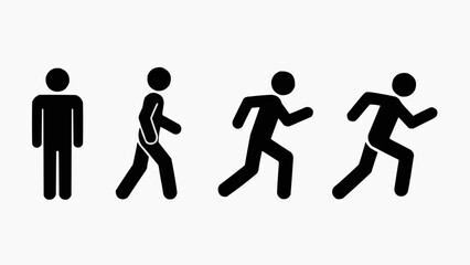 man and woman silhouette Man Standing Walking Running Icon Set &ndash; People Movement Vector Illustration
