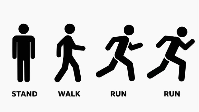vector silhouettes of people Man Standing Walking Running Icon Set &ndash; People Movement Vector Illustration