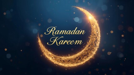 Ramadan Kareem 3D Abstract Islamic Background with Golden Glow