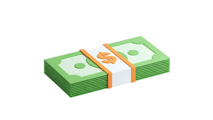 Stack of stylized US Dollar Bills with Dollar Sign