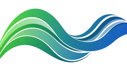 Colorful wavy lines gradient effect isolated on transparent background