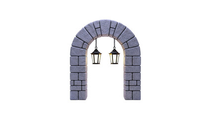 Fototapeta premium Stone Archway with Hanging Lanterns