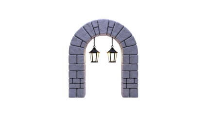 Stone Archway with Hanging Lanterns