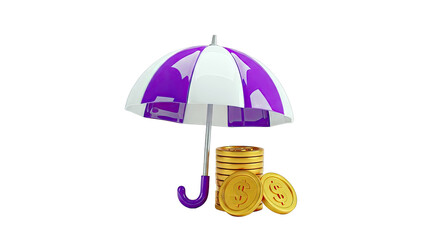 Umbrella Protecting Stack of Gold Coins