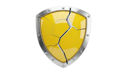 Broken Yellow Shield with Metal Rim
