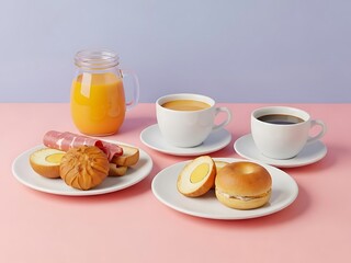 Stylized breakfast arrangement with vibrant juice and balanced food options