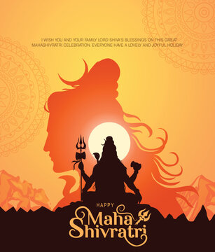 happy maha Shivratri with shiv ling, a Hindu festival celebrated of lord shiva night, english calligraphy. abstract vector illustration design