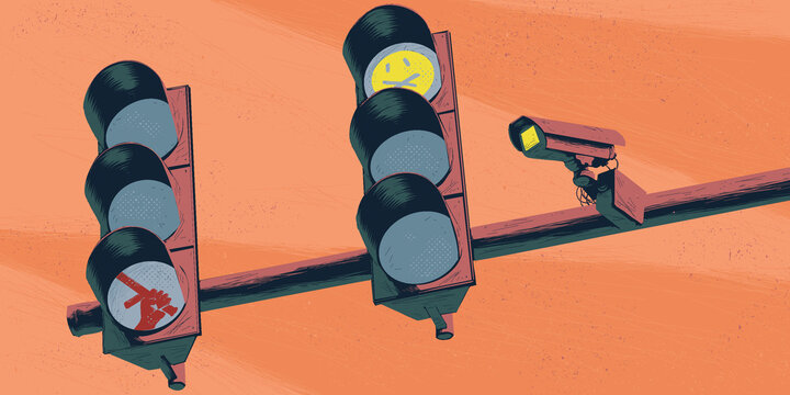 Conceptual illustration about surveillance, control and loss of privacy