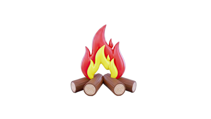 Stylized Campfire with Burning Logs