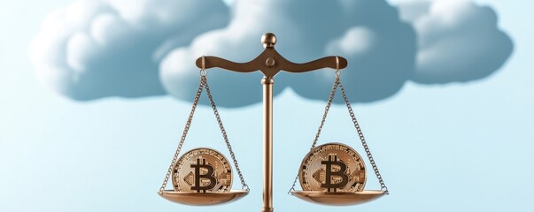 Balancing traditional currency and cryptocurrency for retirement planning a visual metaphor for financial literacy