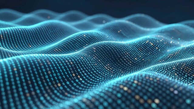 Futuristic digital graphics create abstract design with visual technology wave patterns - Powered by Adobe