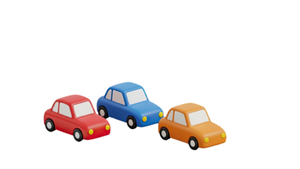 Three Colorful 3D Cars