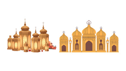 illustration of golden dome and tower icon