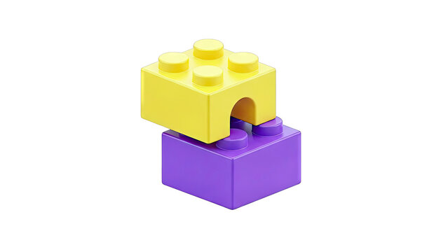 Yellow and Purple Building Blocks Connected