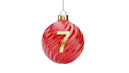 Red Swirled Ornament with Gold Number 7