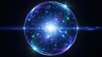 Cosmic energy sphere glows with universe stars light