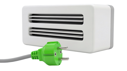 White Electric Heater with Green Plug