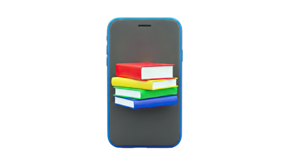 Smartphone with Stack of Colorful Books