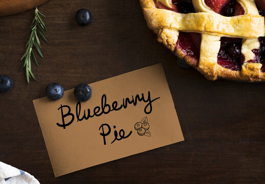 Delicious Homemade Blueberry Pie Card Mockup PSD