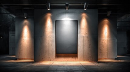 Industrial Style Mockup Concrete Wall with Spotlight Decoration Interior Space