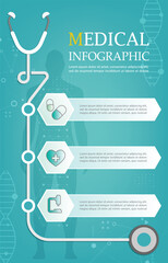 Medical infographic with stethoscope and healthcare icons