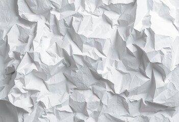 Obraz premium Close-up of crumpled white paper texture showing deep creases and folds, grungy, surface