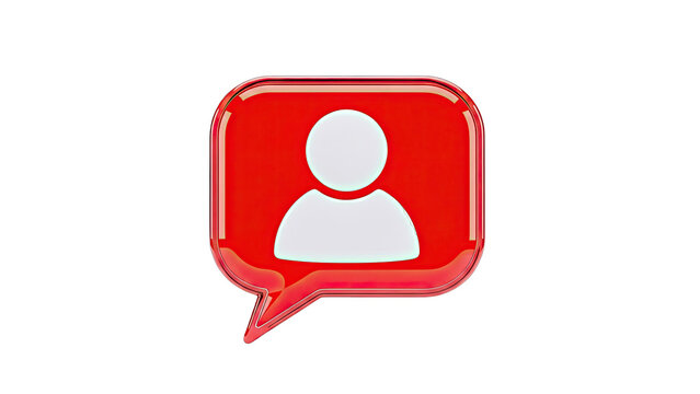 Red speech bubble with user icon - Powered by Adobe