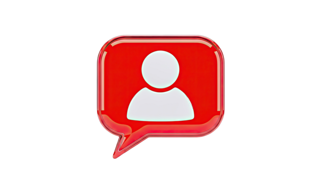 Red speech bubble with user icon - Powered by Adobe
