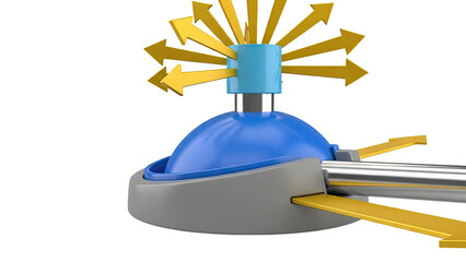 Abstract object with radiating yellow arrows