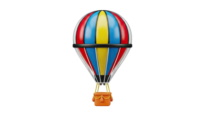 Colorful Hot Air Balloon with Orange Basket