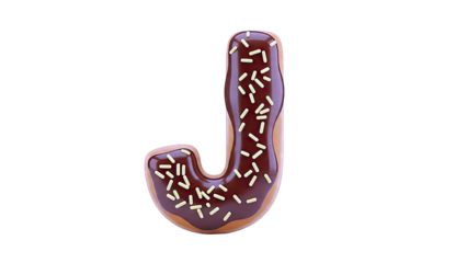 Donut Shaped Letter J with Chocolate Glaze and Sprinkles