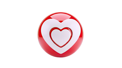 Red Sphere with White Concentric Hearts