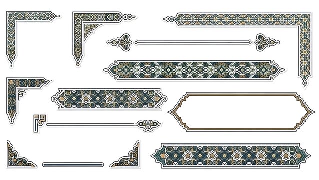 Islamic Ramadan Frame and Border Ornament Set Vector