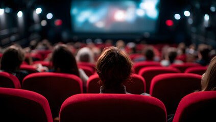 Audience Watching Movie in Cinema