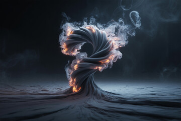 Dramatic swirling smoke with fiery orange glow on dark background