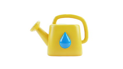 Yellow Watering Can with Blue Water Drop Icon