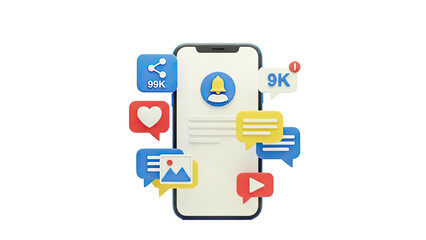 Social Media Engagement Icons and Smartphone
